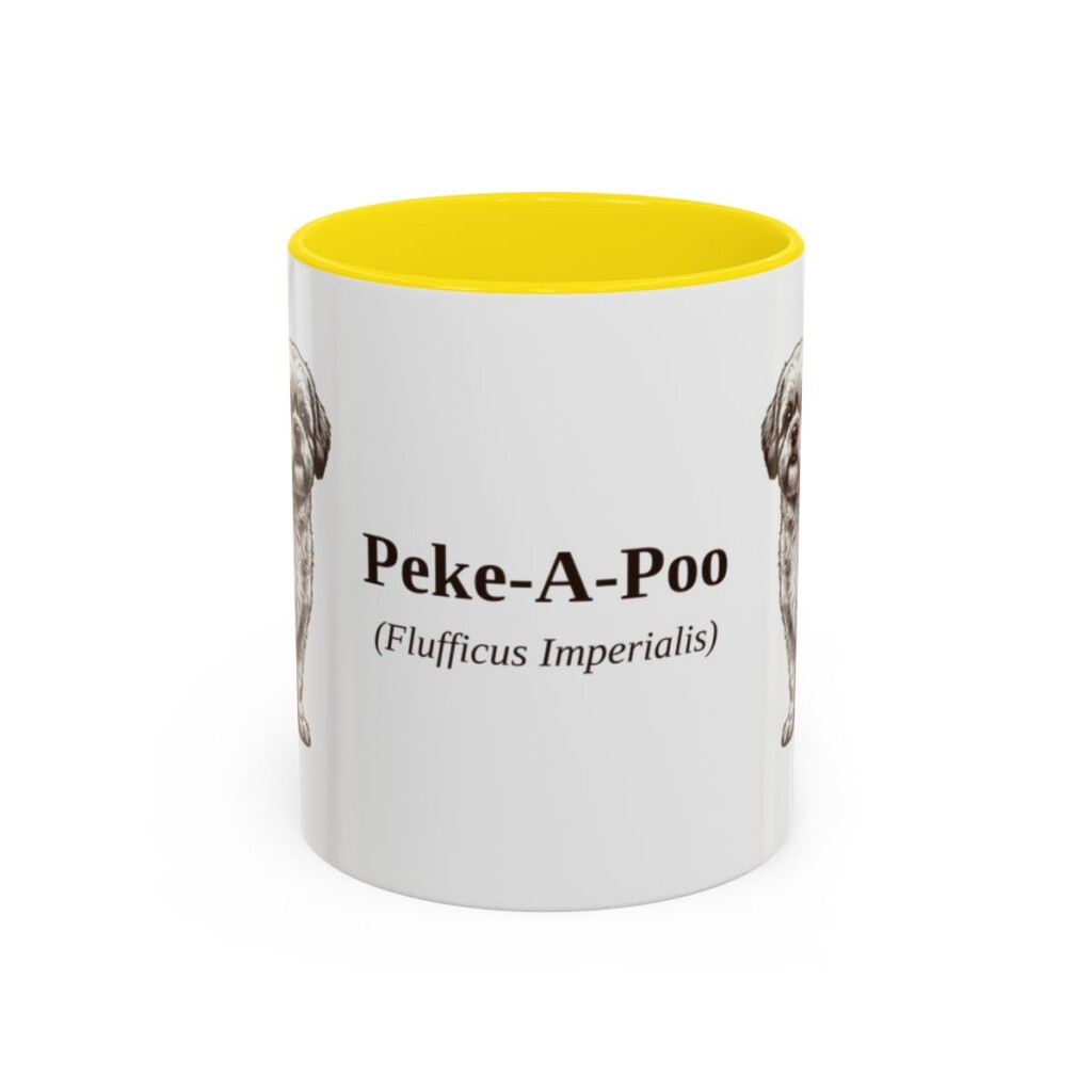 11oz-peke-a-poo-mug-latin-yellow 11oz Peke-A-Poo Latin Mug, Yellow, front view