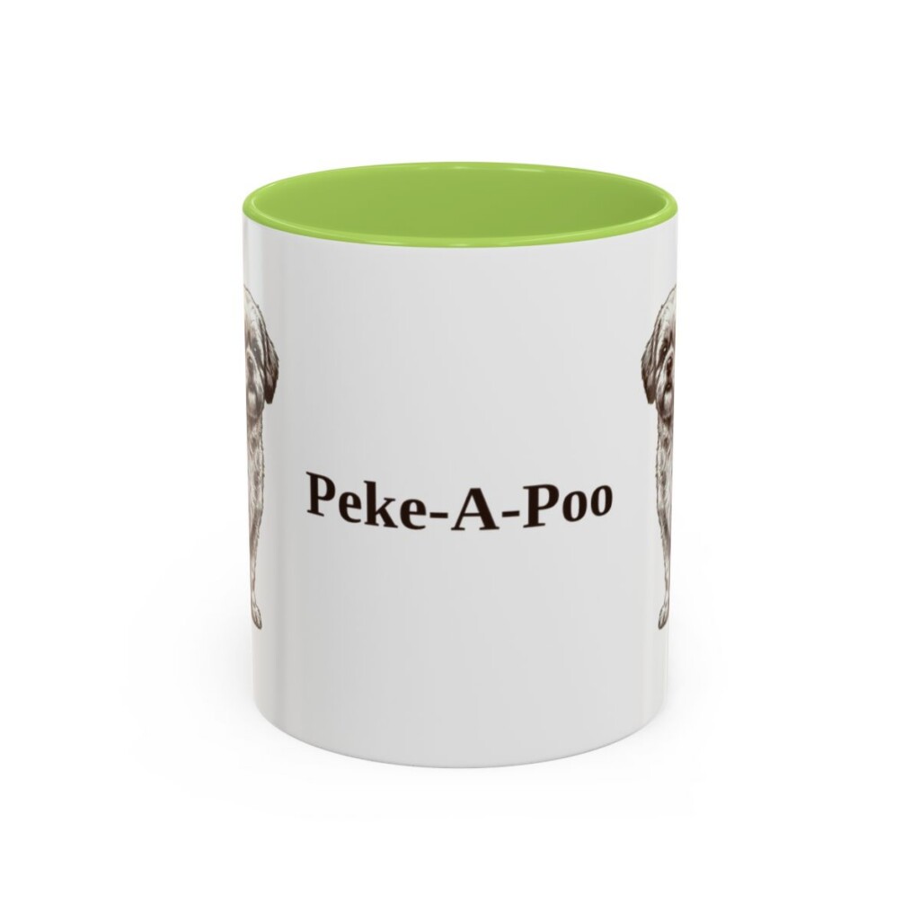 11oz Peke-A-Poo Mug, Light Green, front view