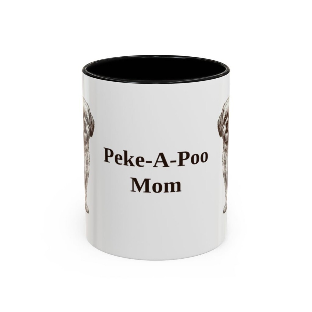 11oz Peke-A-Poo Dog Mom Mug, Black, front view