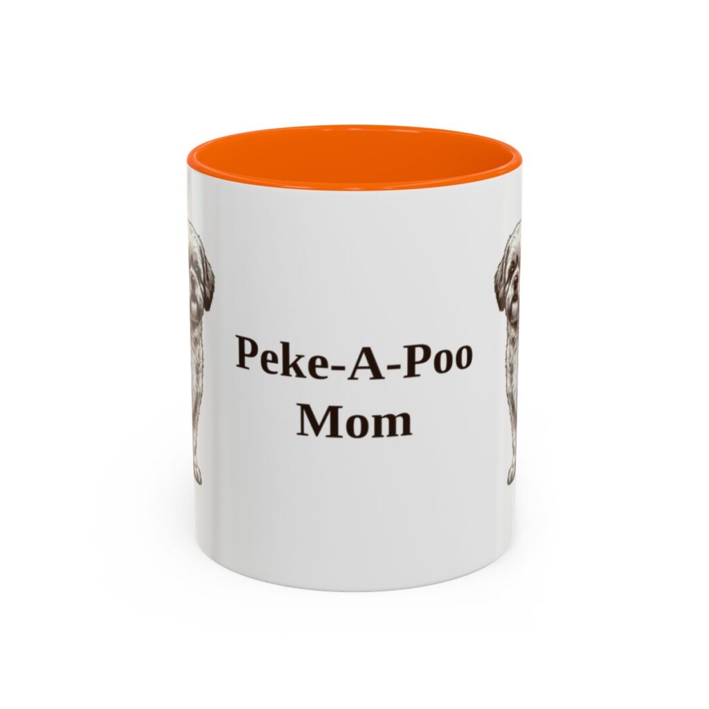 11oz Peke-A-Poo Dog Mom Mug, Orange, front view