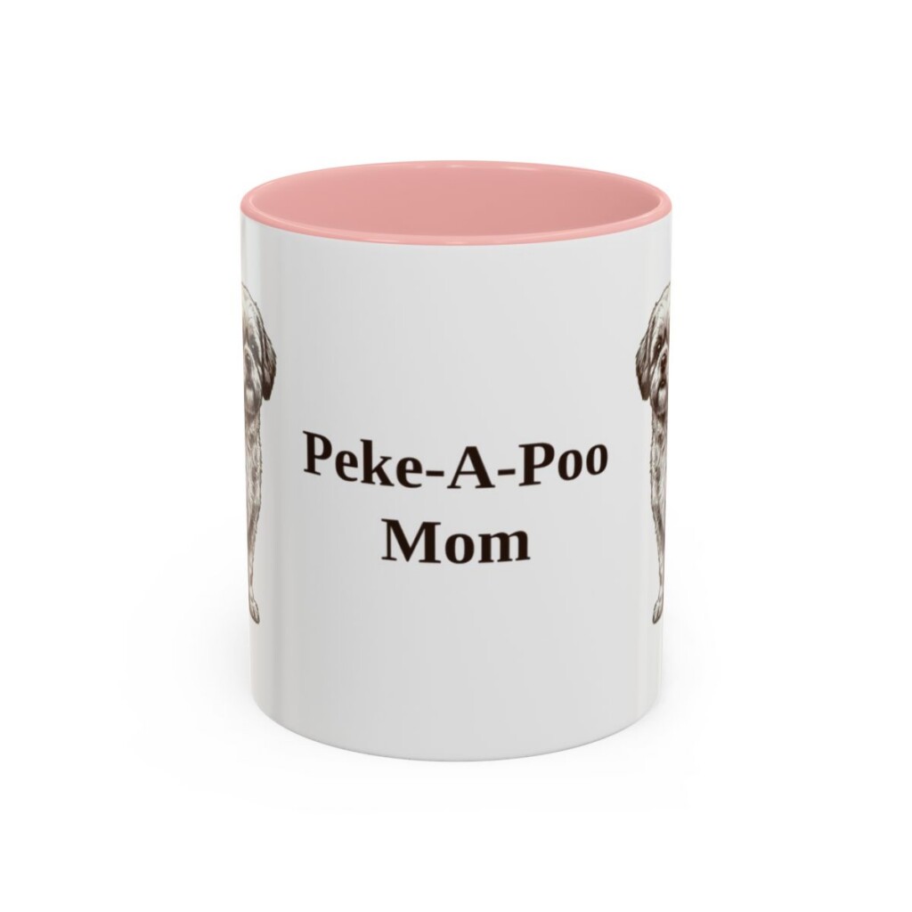 11oz Peke-A-Poo Dog Mom Mug, Pink, front view