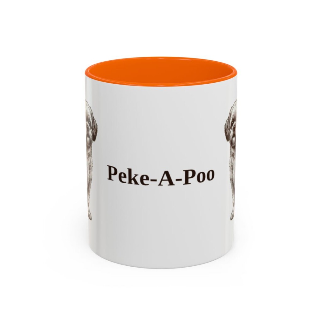 11oz Peke-A-Poo Mug, Orange, front view