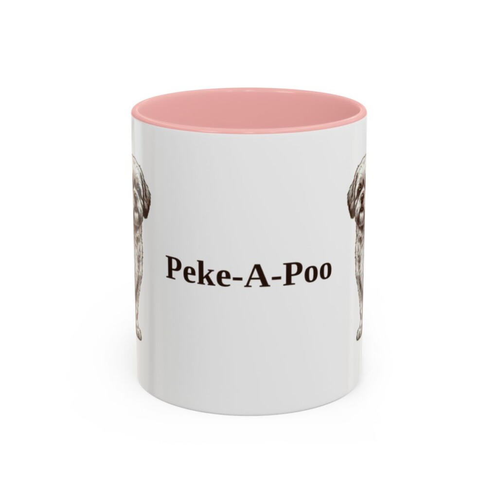 11oz Peke-A-Poo Mug, Pink, front view