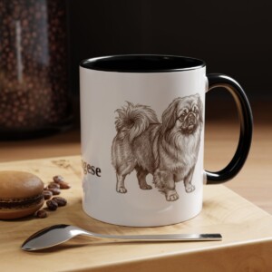 11oz Pekingese Mug, Black, lifestyle photo