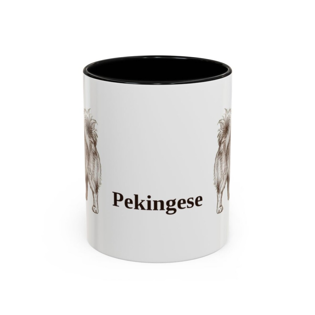 11oz Pekingese Mug, Black, front view
