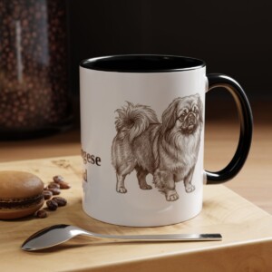11oz Pekingese Dog Dad Mug, Black, lifestyle photo