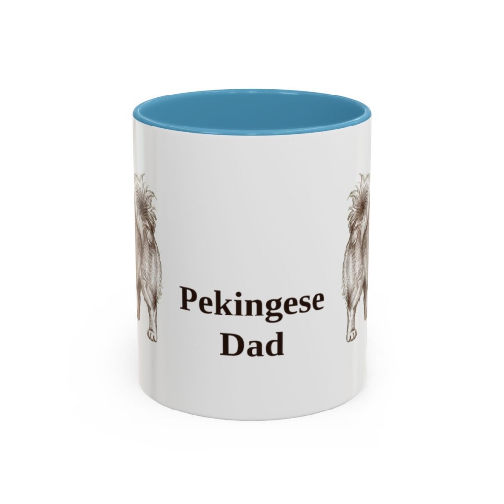 11oz Pekingese Dog Dad Mug, Light Blue, front view