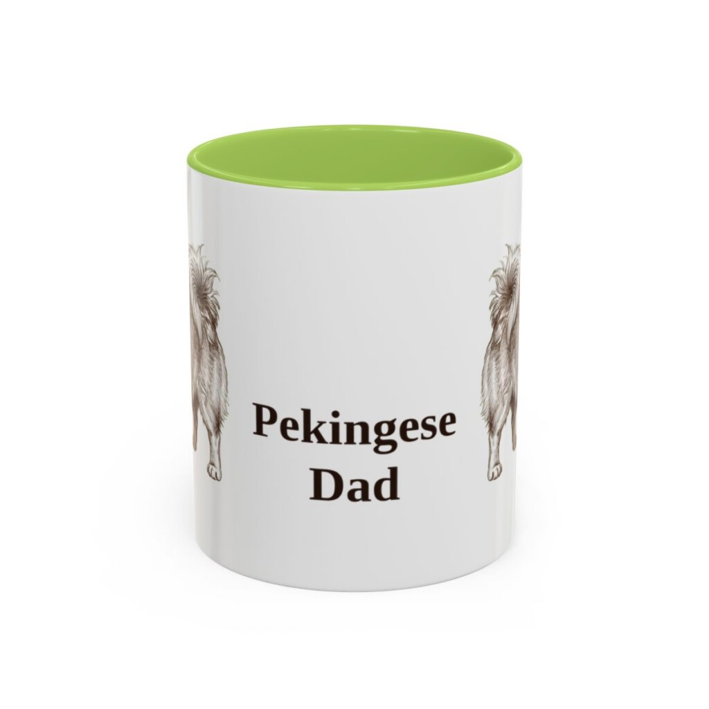 11oz Pekingese Dog Dad Mug, Light Green, front view