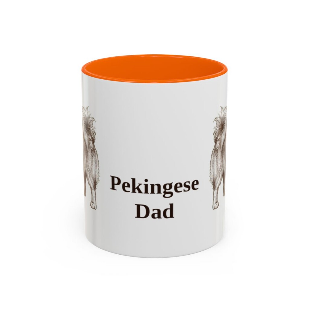 11oz Pekingese Dog Dad Mug, Orange, front view