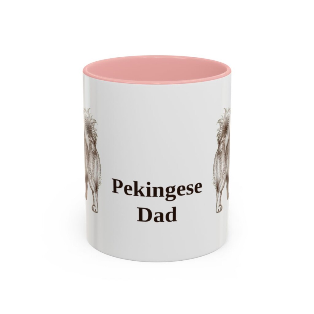 11oz Pekingese Dog Dad Mug, Pink, front view