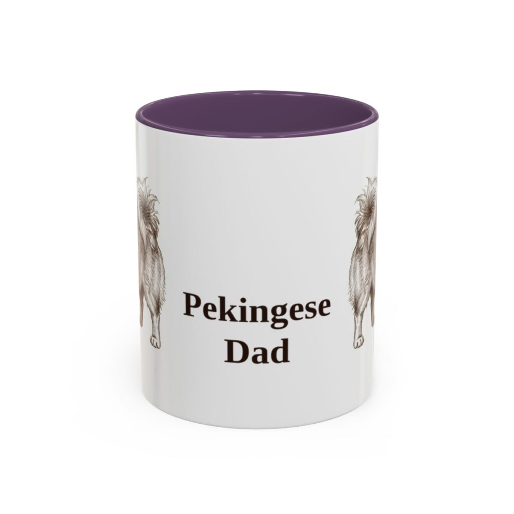 11oz Pekingese Dog Dad Mug, Purple, front view