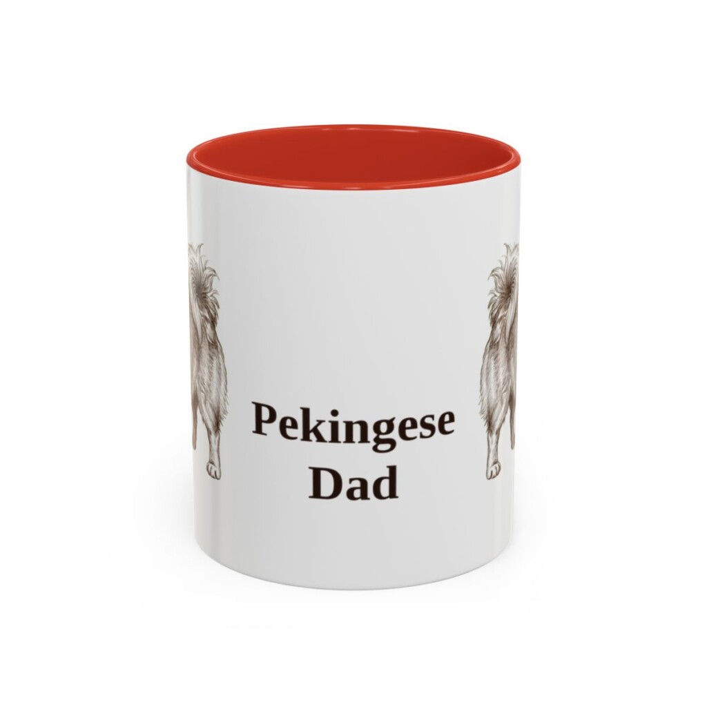 11oz Pekingese Dog Dad Mug, Red, front view