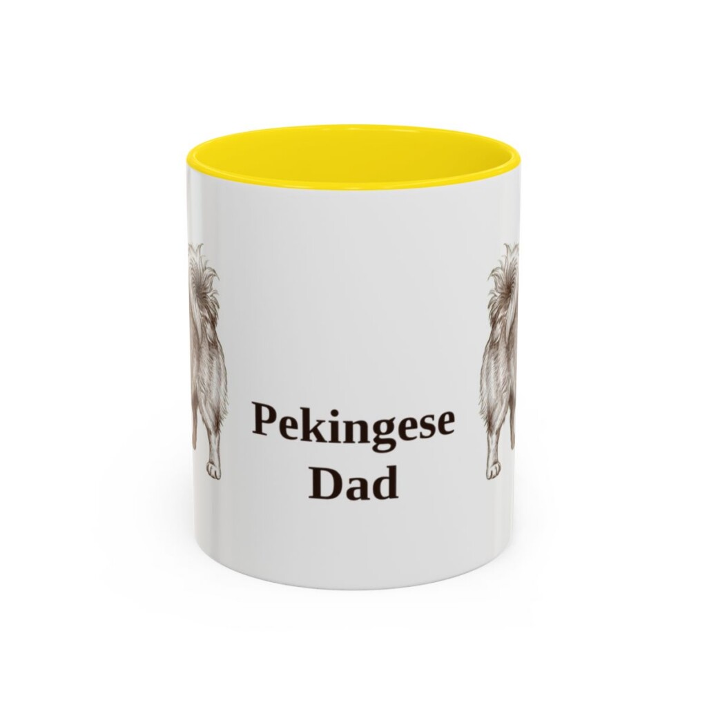 11oz Pekingese Dog Dad Mug, Yellow, front view