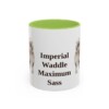 11oz-pekingese-mug-humor-light-green 11oz Funny Pekingese Mug, Light Green, front view