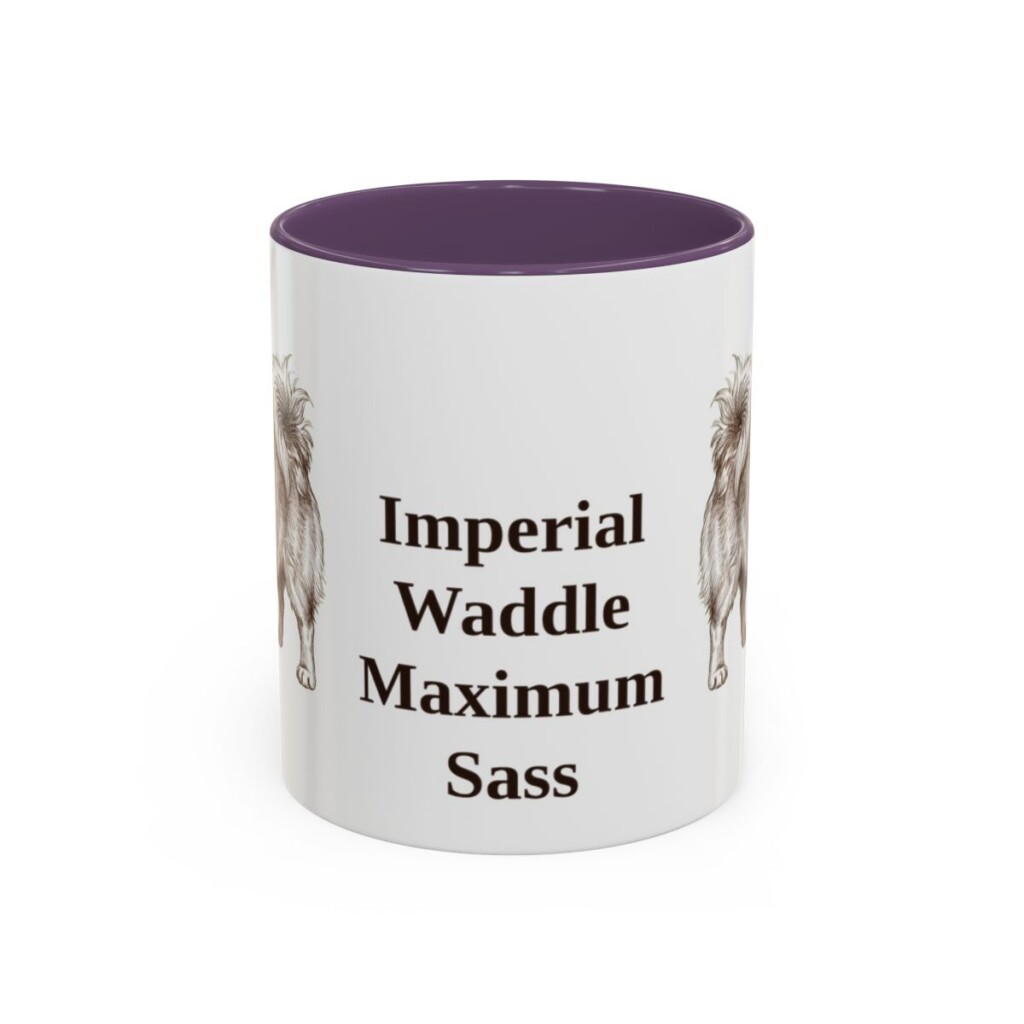 11oz-pekingese-mug-humor-purple 11oz Funny Pekingese Mug, Purple, front view