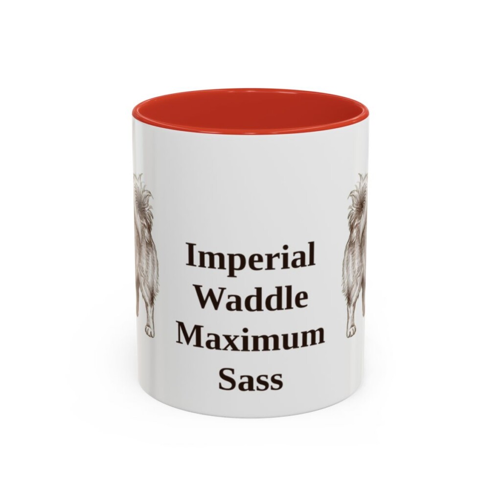 11oz-pekingese-mug-humor-red 11oz Funny Pekingese Mug, Red, front view