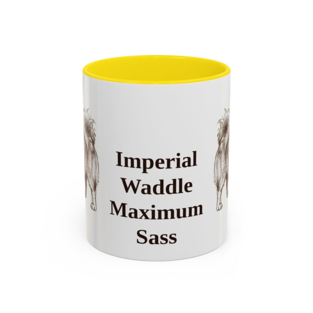 11oz-pekingese-mug-humor-yellow 11oz Funny Pekingese Mug, Yellow, front view