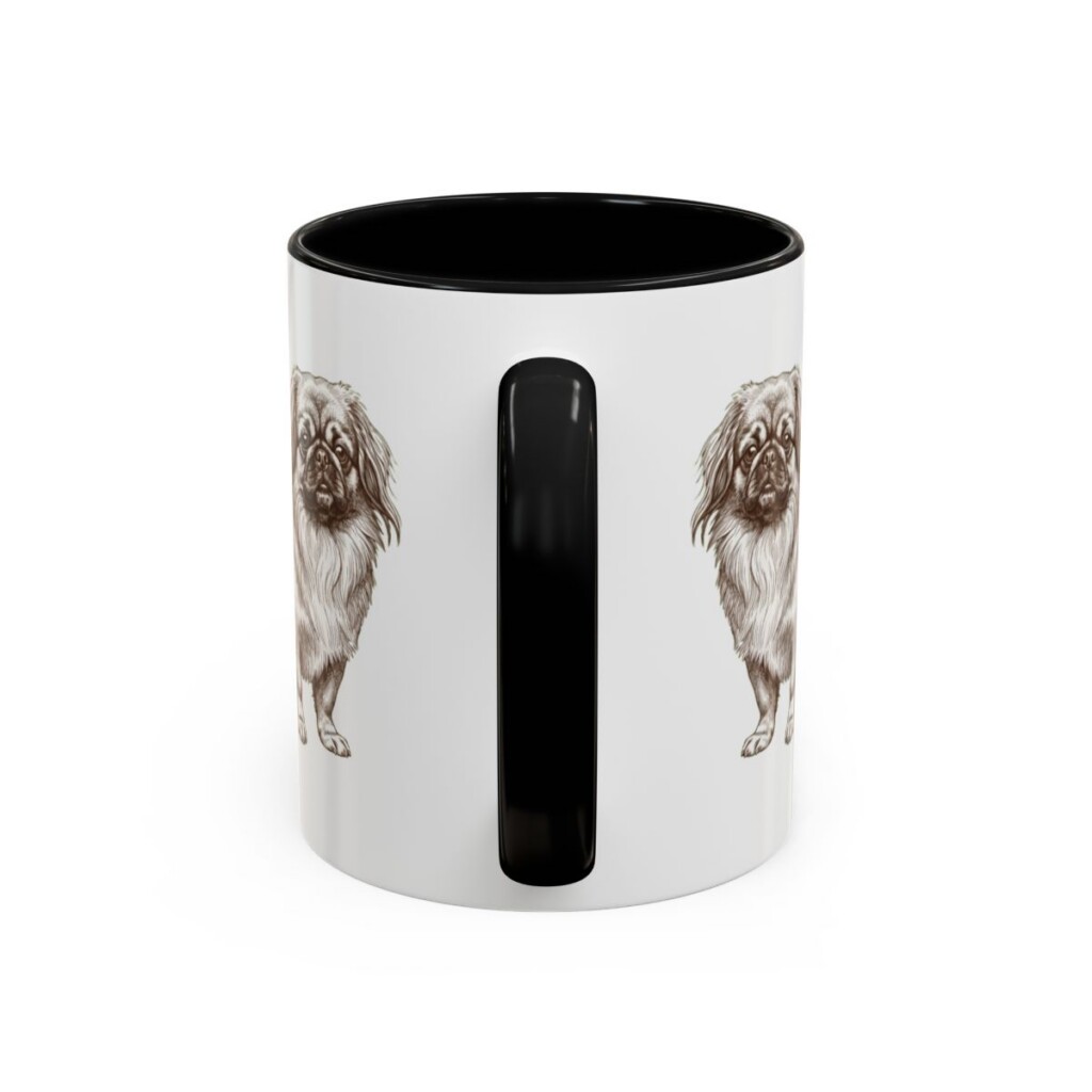 11oz Pekingese Latin Mug, Black, back view