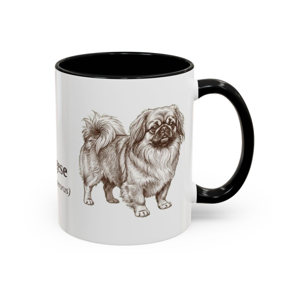 11oz Pekingese Latin Mug, Black, right side view