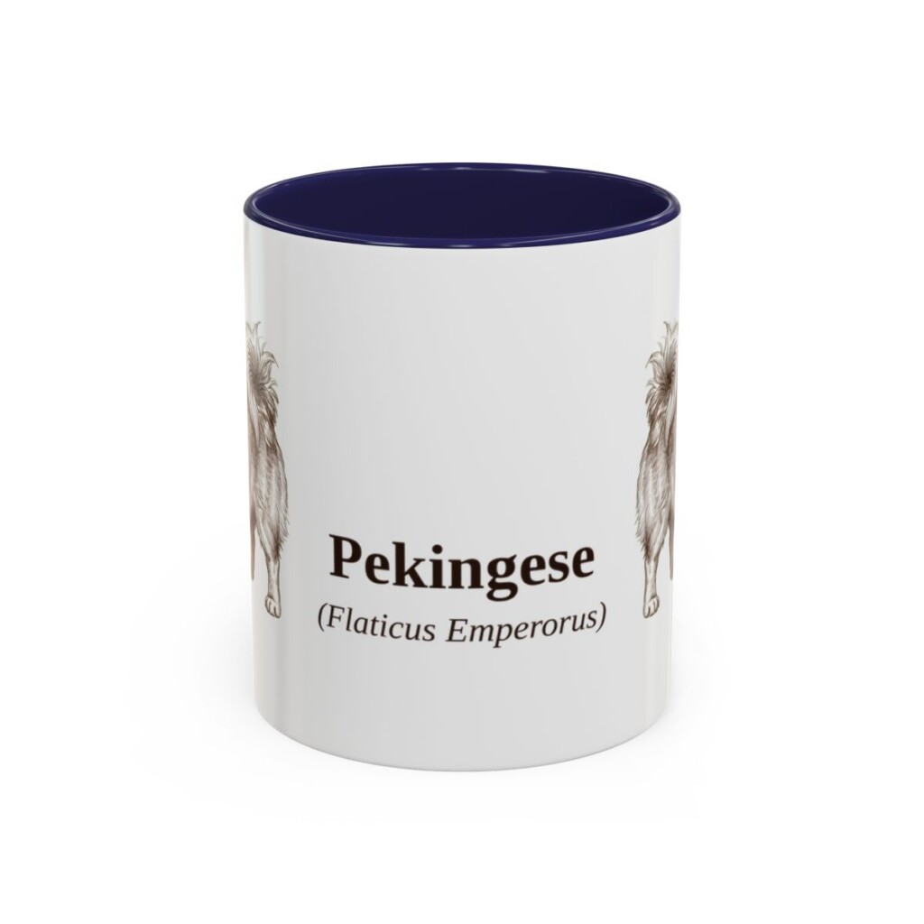 11oz Pekingese Latin Mug, Navy, front view