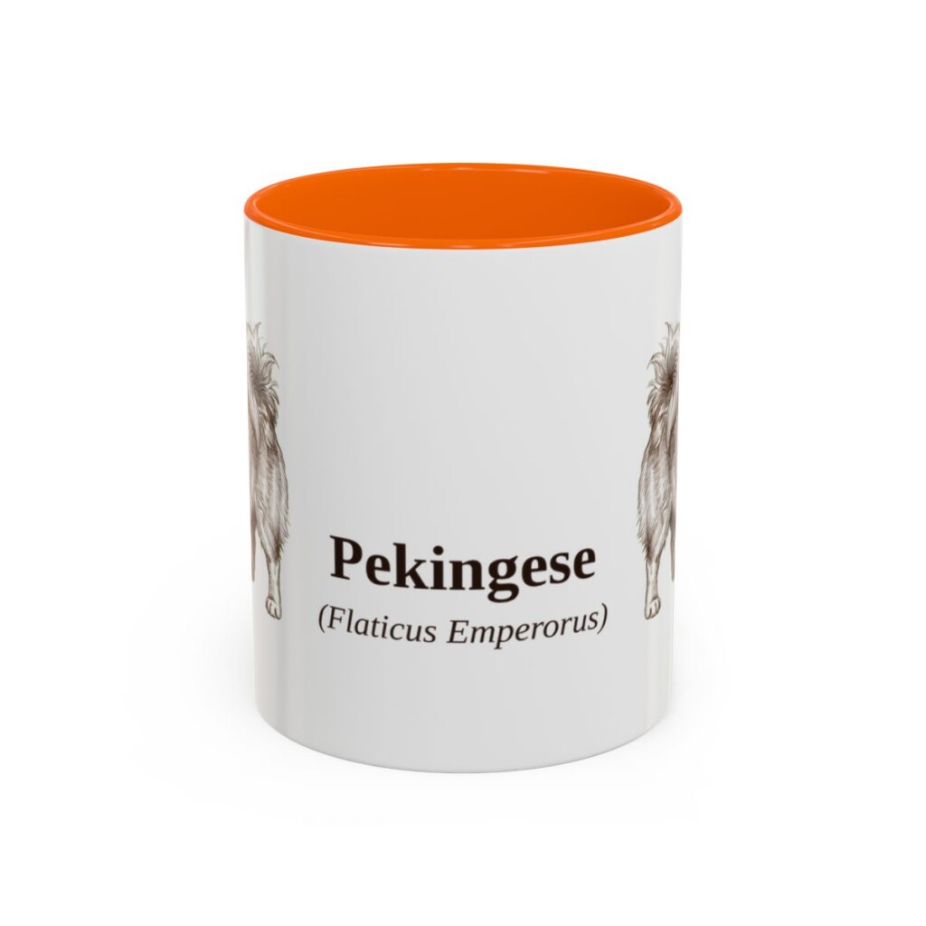 11oz Pekingese Latin Mug, Orange, front view
