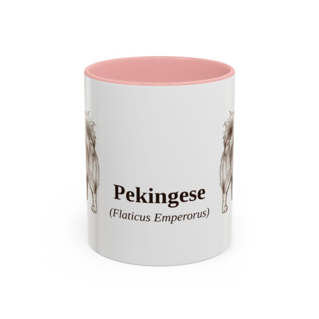 11oz Pekingese Latin Mug, Pink, front view