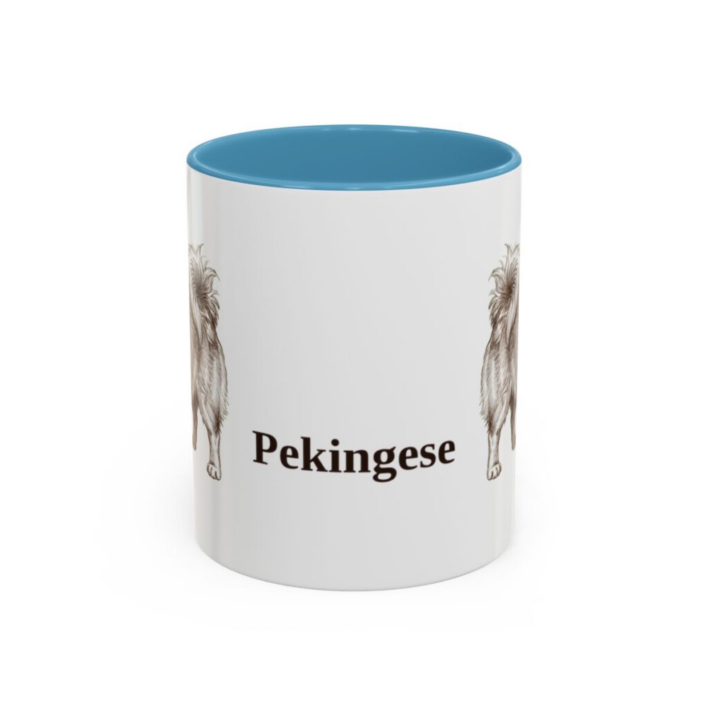 11oz Pekingese Mug, Light Blue, front view