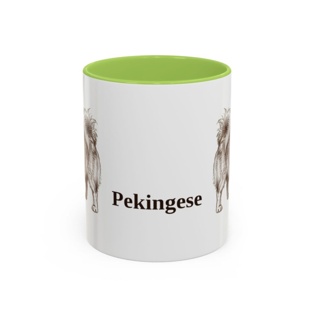 11oz Pekingese Mug, Light Green, front view