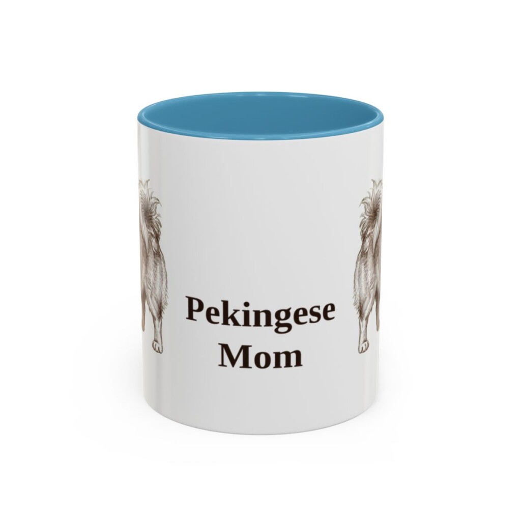 11oz Pekingese Dog Mom Mug, Light Blue, front view