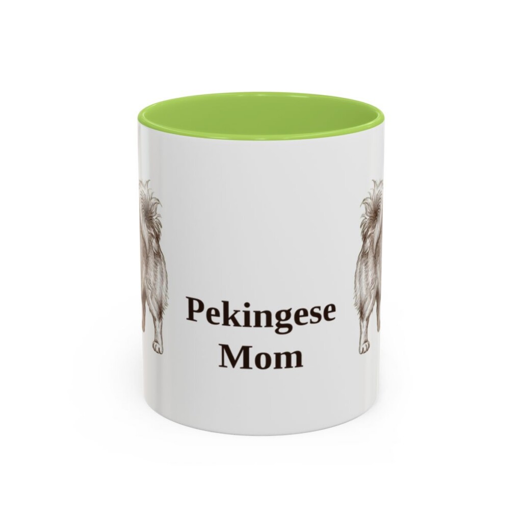 11oz Pekingese Dog Mom Mug, Light Green, front view