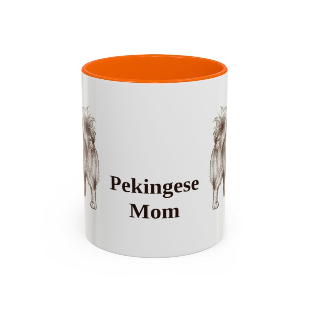 11oz Pekingese Dog Mom Mug, Orange, front view
