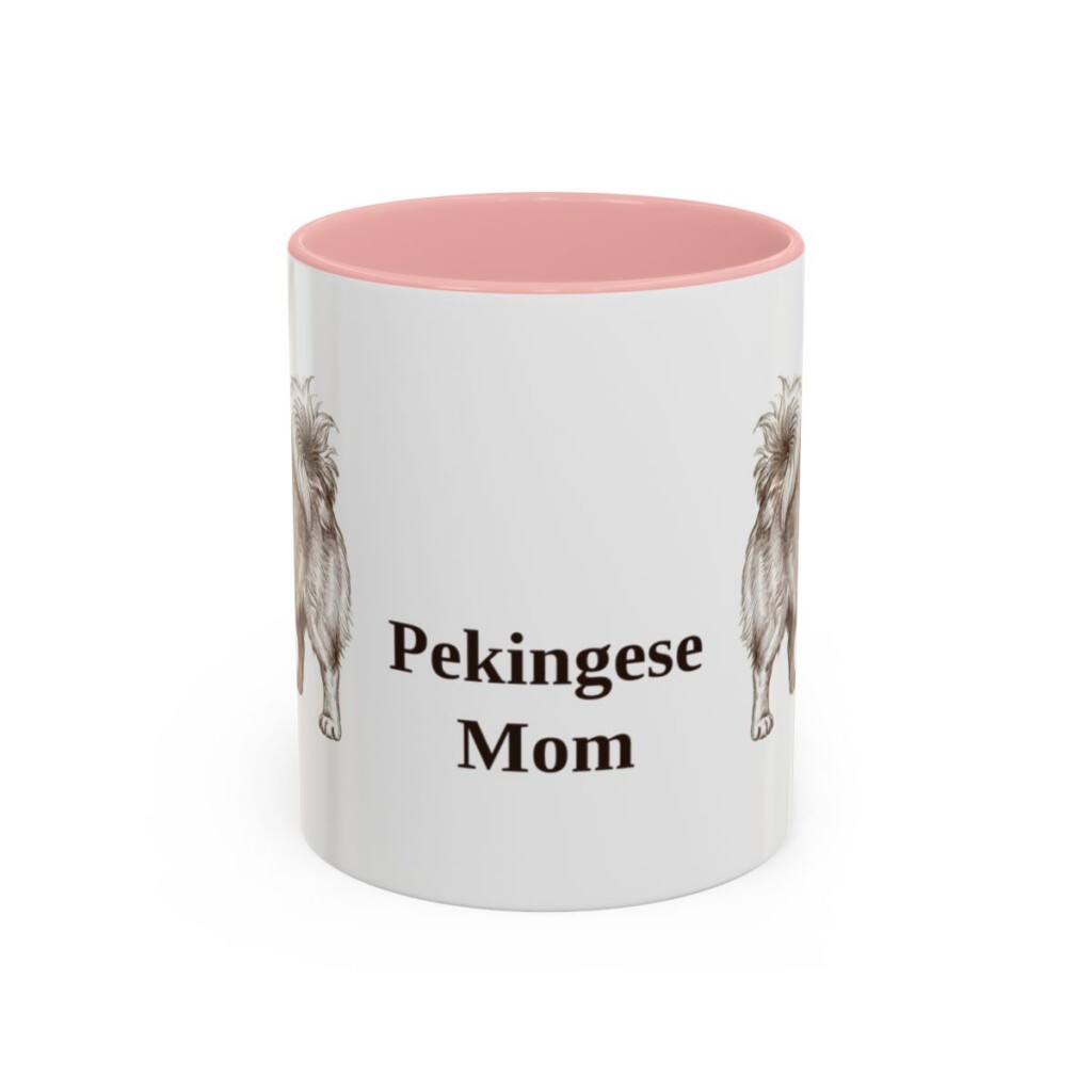 11oz Pekingese Dog Mom Mug, Pink, front view