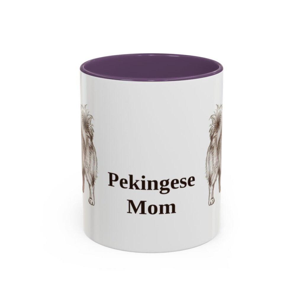 11oz Pekingese Dog Mom Mug, Purple, front view