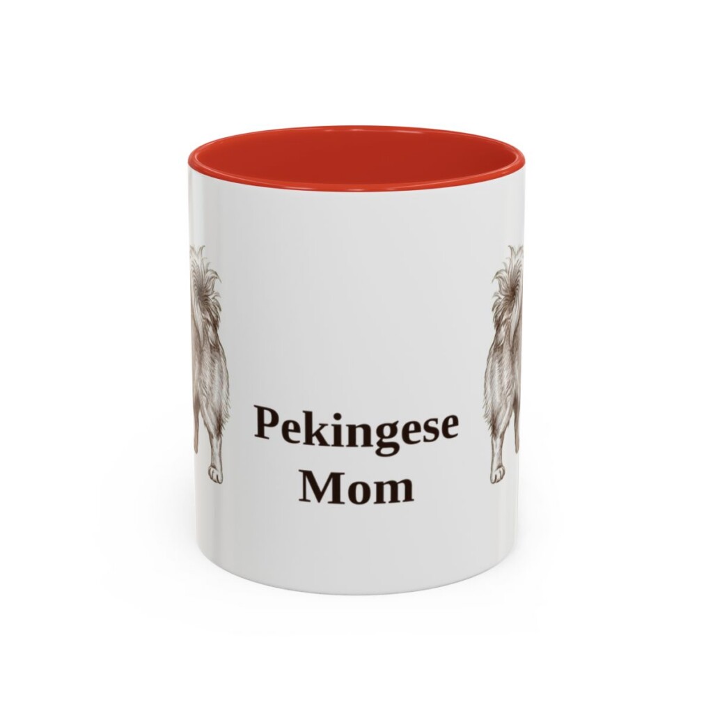 11oz Pekingese Dog Mom Mug, Red, front view