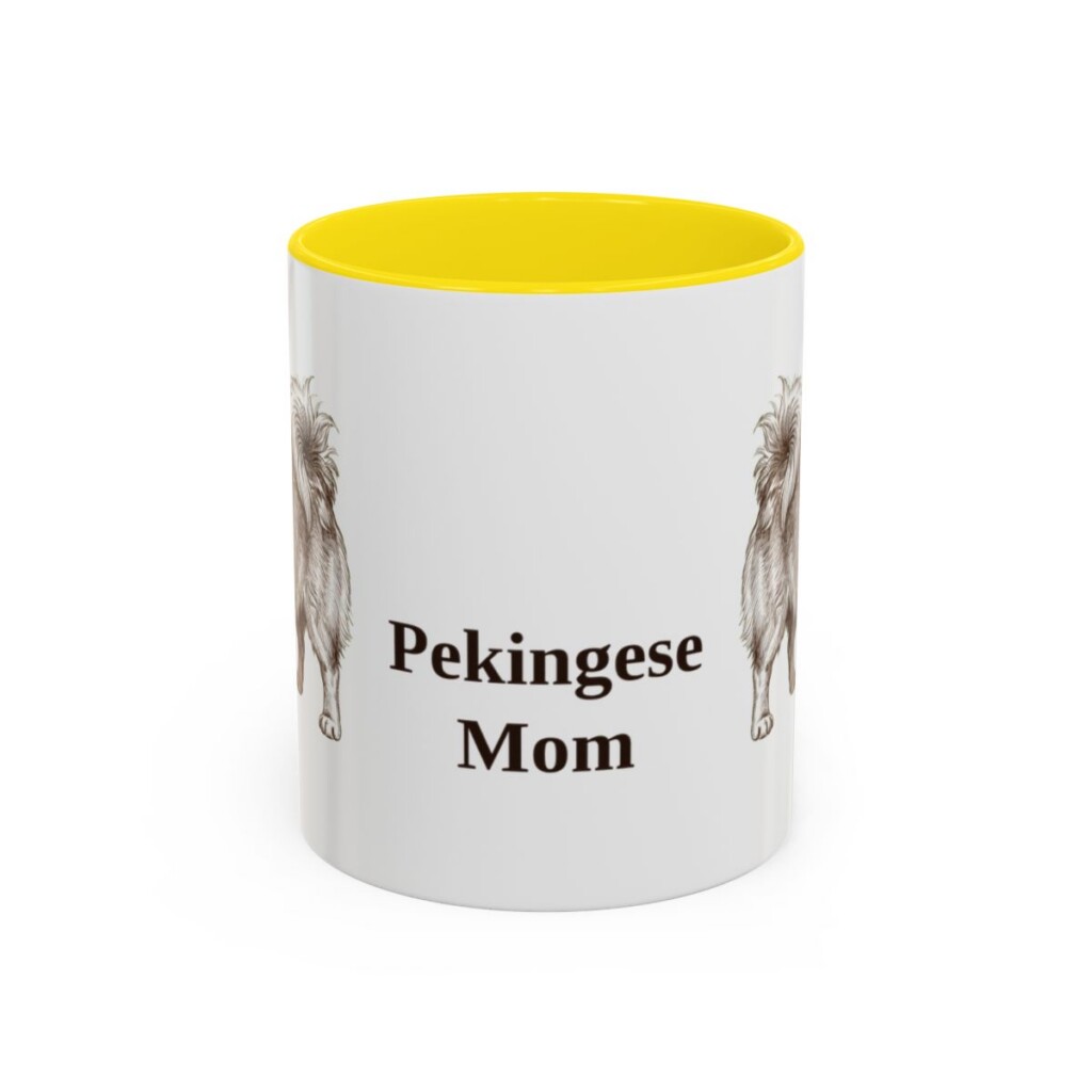 11oz Pekingese Dog Mom Mug, Yellow, front view