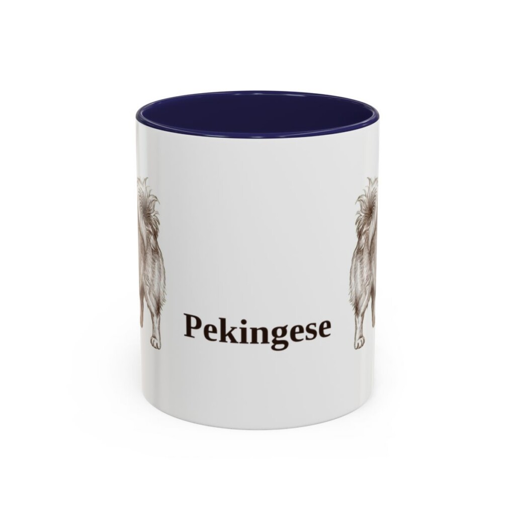 11oz Pekingese Mug, Navy, front view