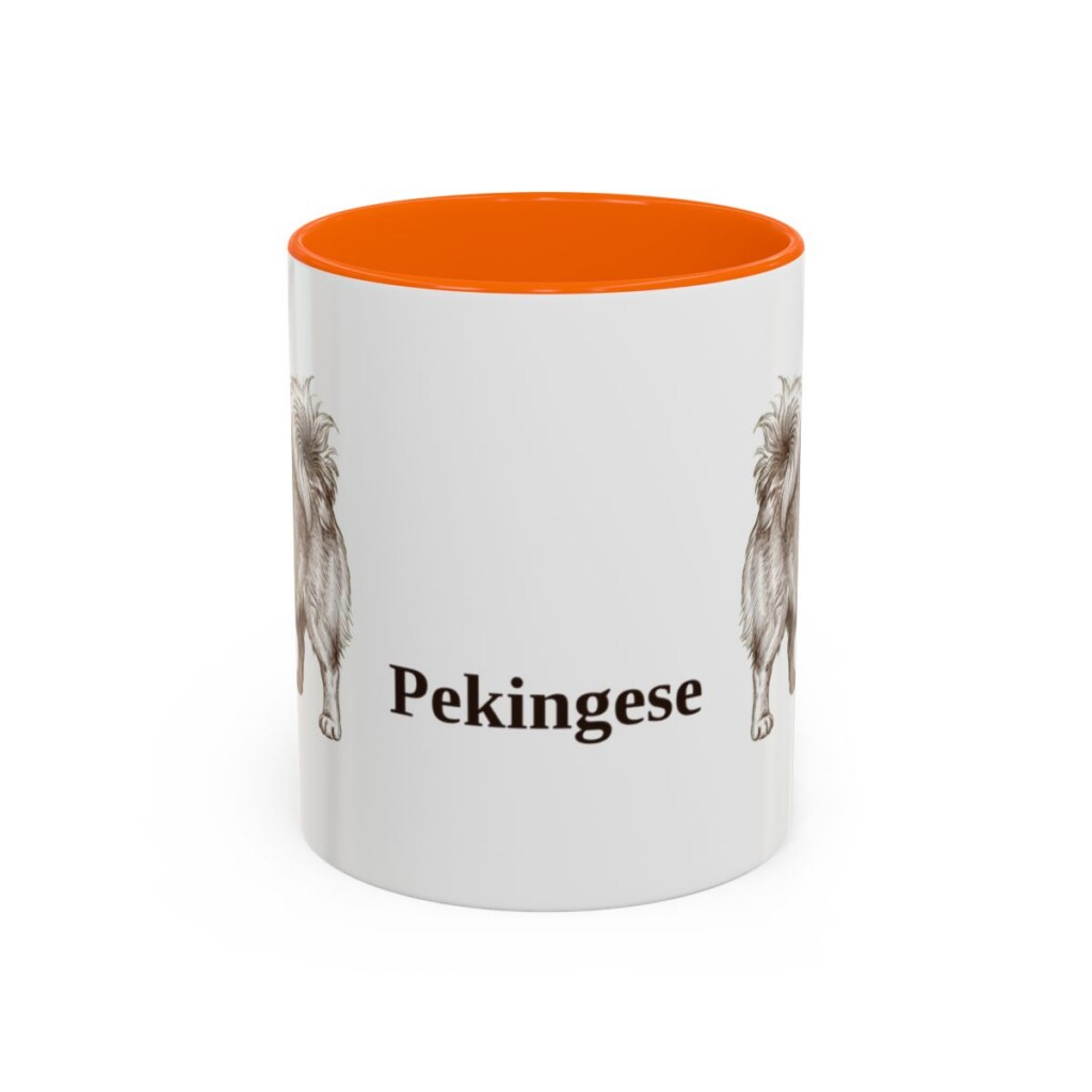 11oz Pekingese Mug, Orange, front view