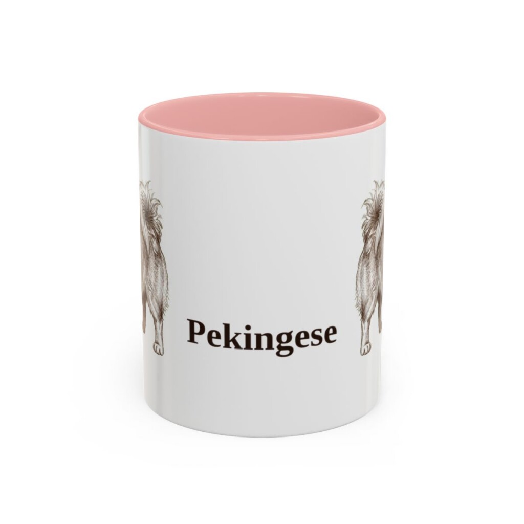 11oz Pekingese Mug, Pink, front view