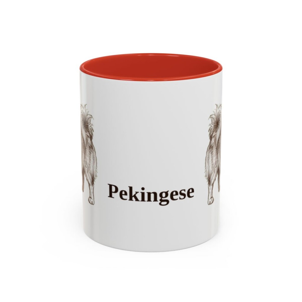 11oz Pekingese Mug, Red, front view