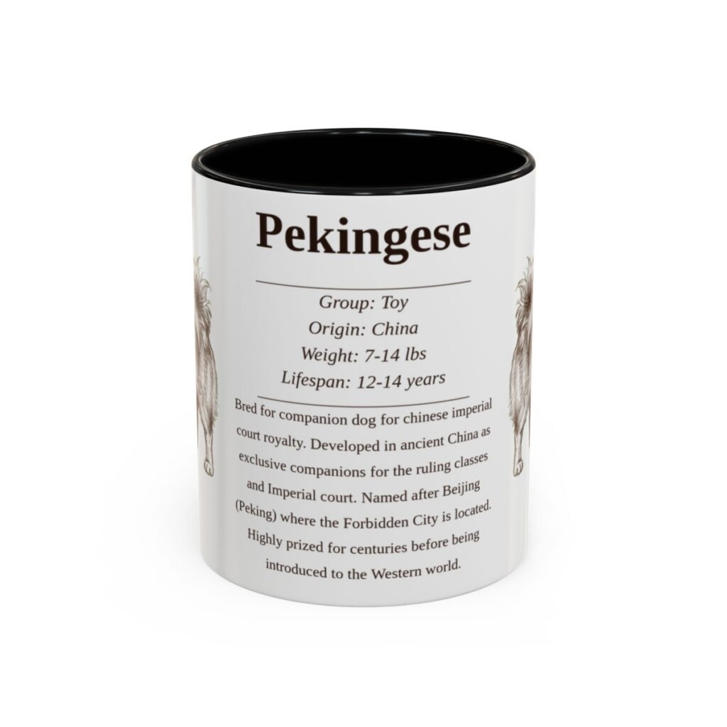 11oz Pekingese Mug, Black, front view