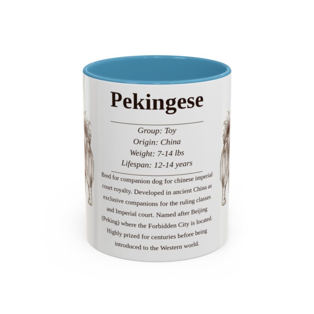 11oz Pekingese Mug, Light Blue, front view