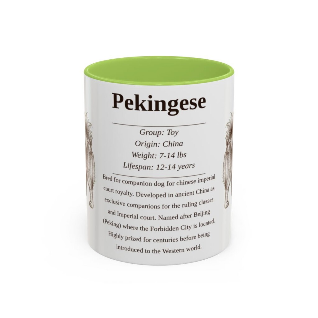 11oz Pekingese Mug, Light Green, front view