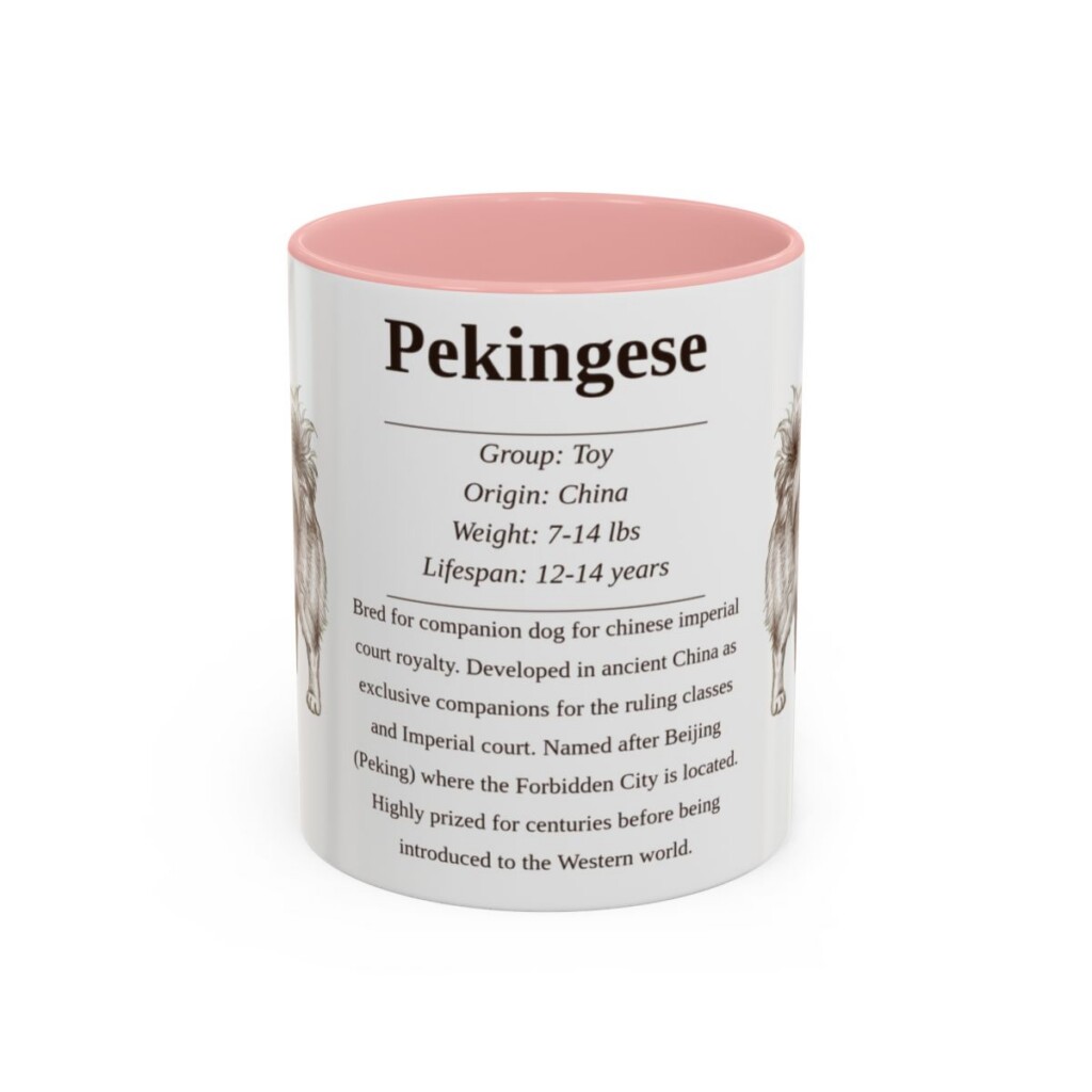 11oz Pekingese Mug, Pink, front view