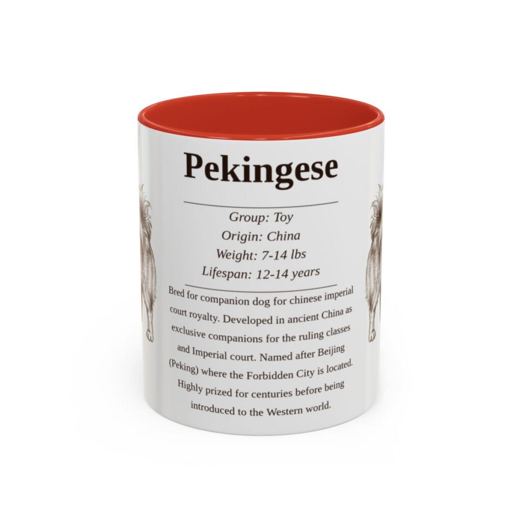 11oz Pekingese Mug, Red, front view