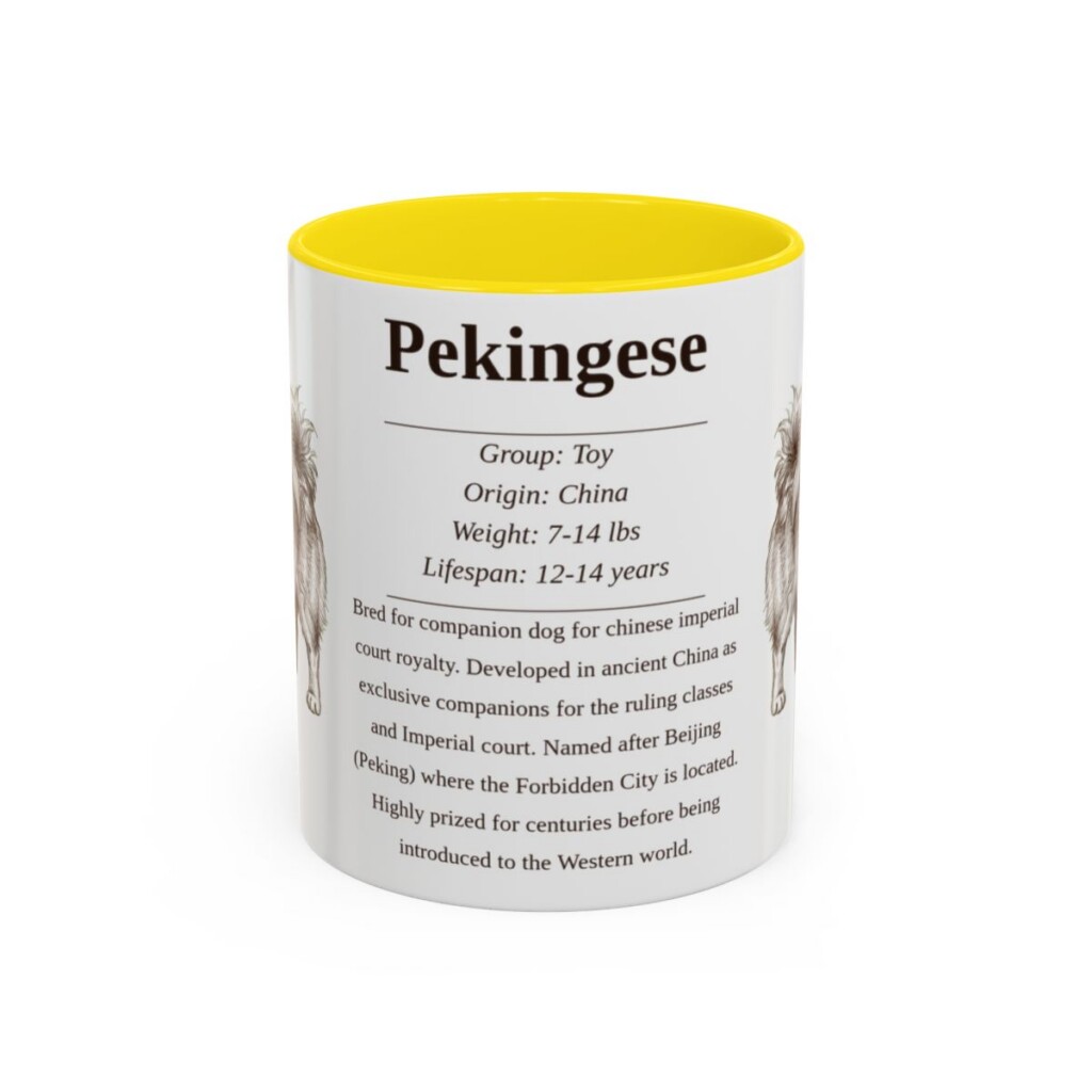 11oz Pekingese Mug, Yellow, front view