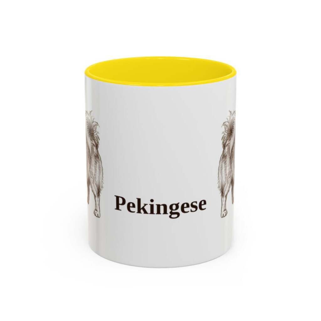 11oz Pekingese Mug, Yellow, front view