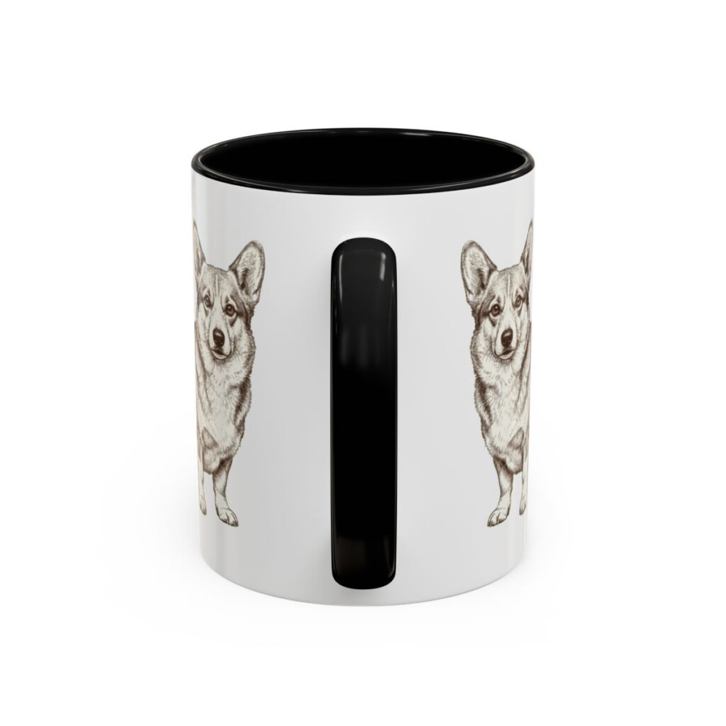 11oz Pembroke Welsh Corgi Dog Dad Mug, Black, back view