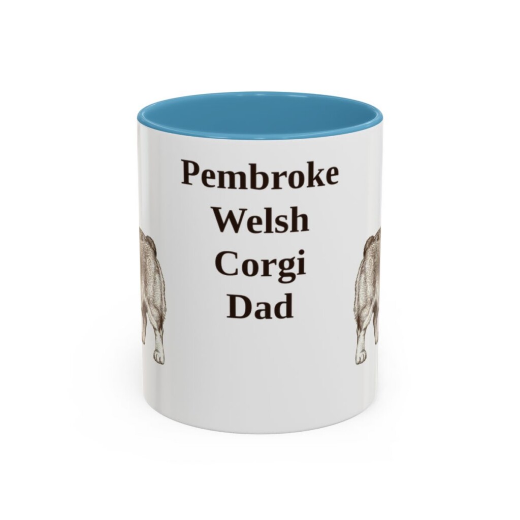 11oz Pembroke Welsh Corgi Dog Dad Mug, Light Blue, front view