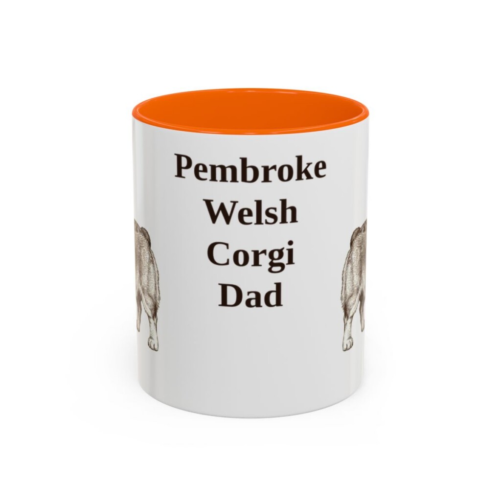 11oz Pembroke Welsh Corgi Dog Dad Mug, Orange, front view