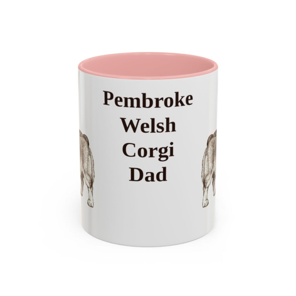 11oz Pembroke Welsh Corgi Dog Dad Mug, Pink, front view